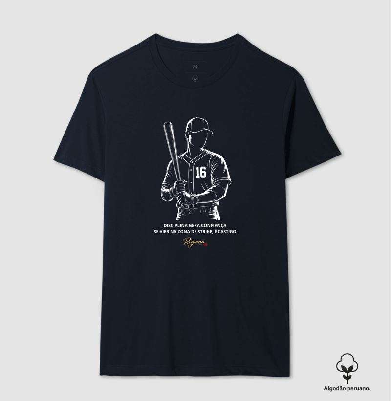 Camiseta Masculina e Feminina de Algodão Peruano Baseball "Zona de Strike" 
