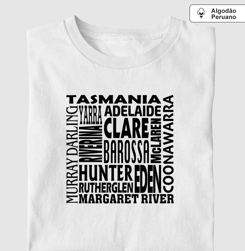 Wine Origins - Austrália - Camiseta Algodão Peruano