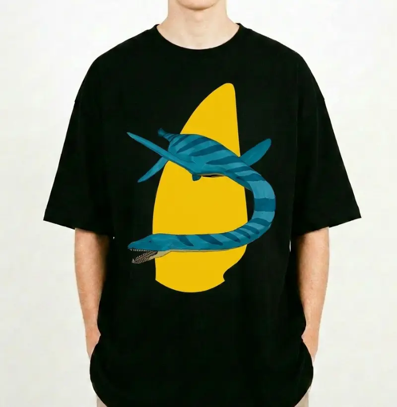 Camiseta Dinossauro Oversized Elasmossauro Algodão Premium Dinoloco