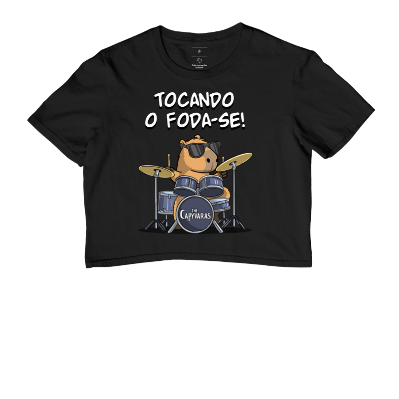 Camiseta Capivara Tocando o Foda-se - Cropped