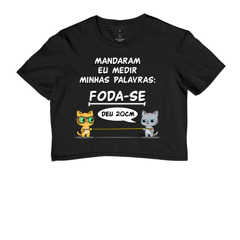Camiseta Gato Sincero Medir Palavras - Cropped