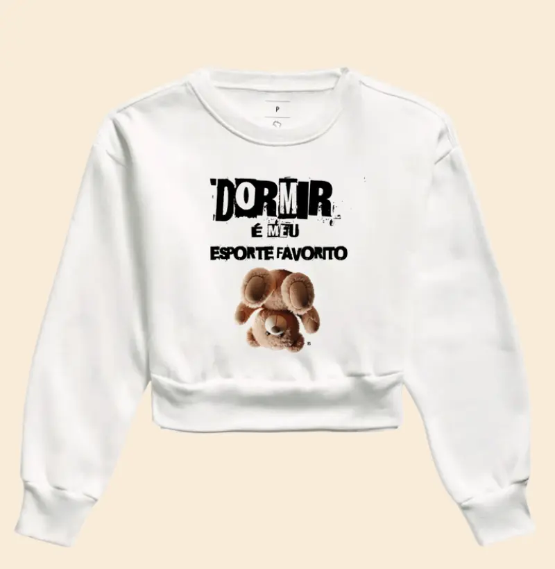 Cropped Moletom Dormir é meu esporte favorito