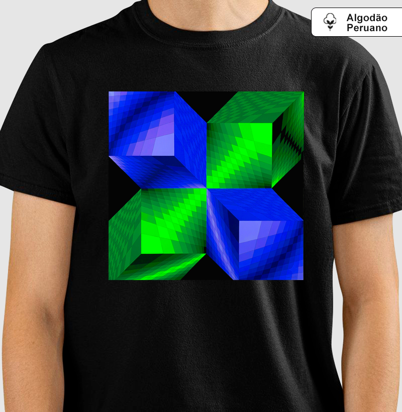 Camiseta Vasarely Cubos Geométricos | Algodão Peruano