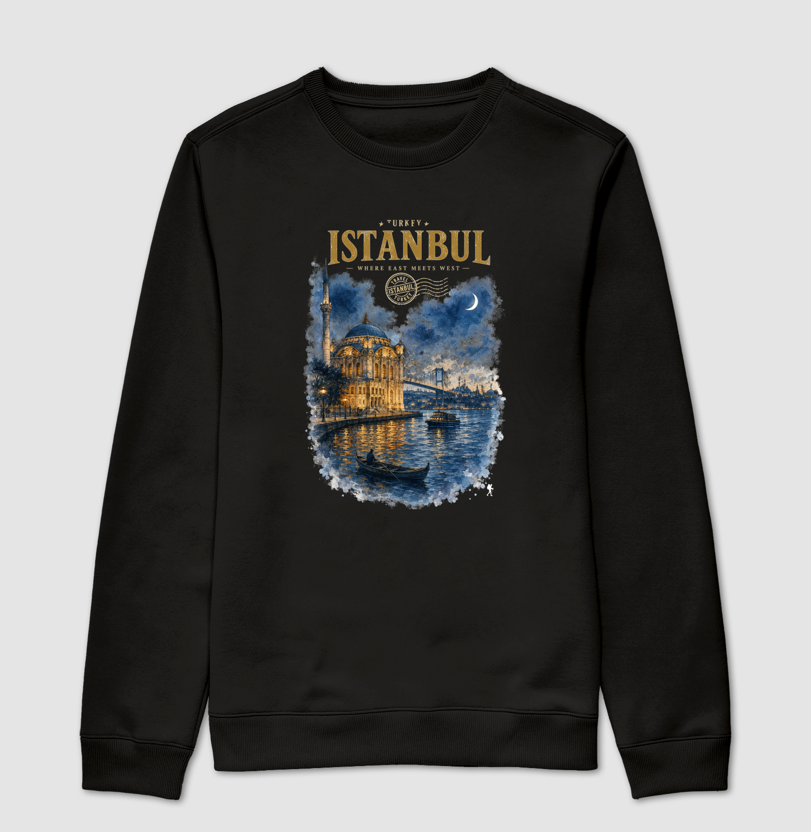 Camiseta Istanbul Turkey Where East Meets West | Aquarela Mesquita Bósforo | Colecao Fashion Travel