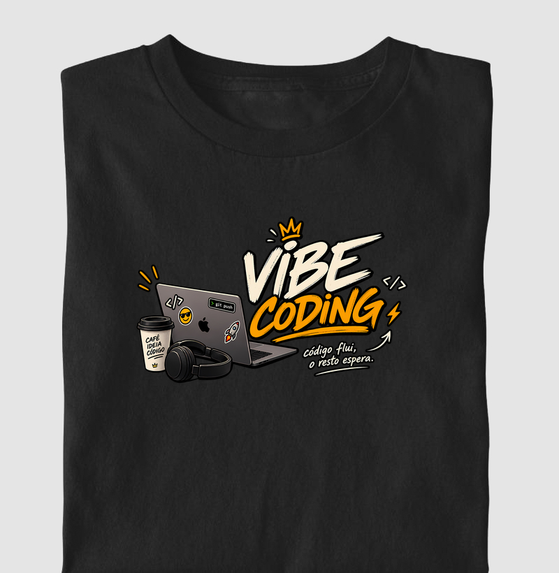 Vibe Coding — Código Flui, o Resto Espera - Camiseta