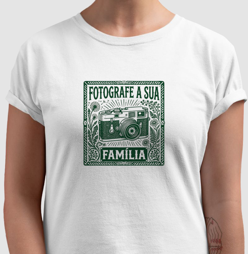 Camiseta Fotografe a sua família - Algodão Premium - ilustração verde