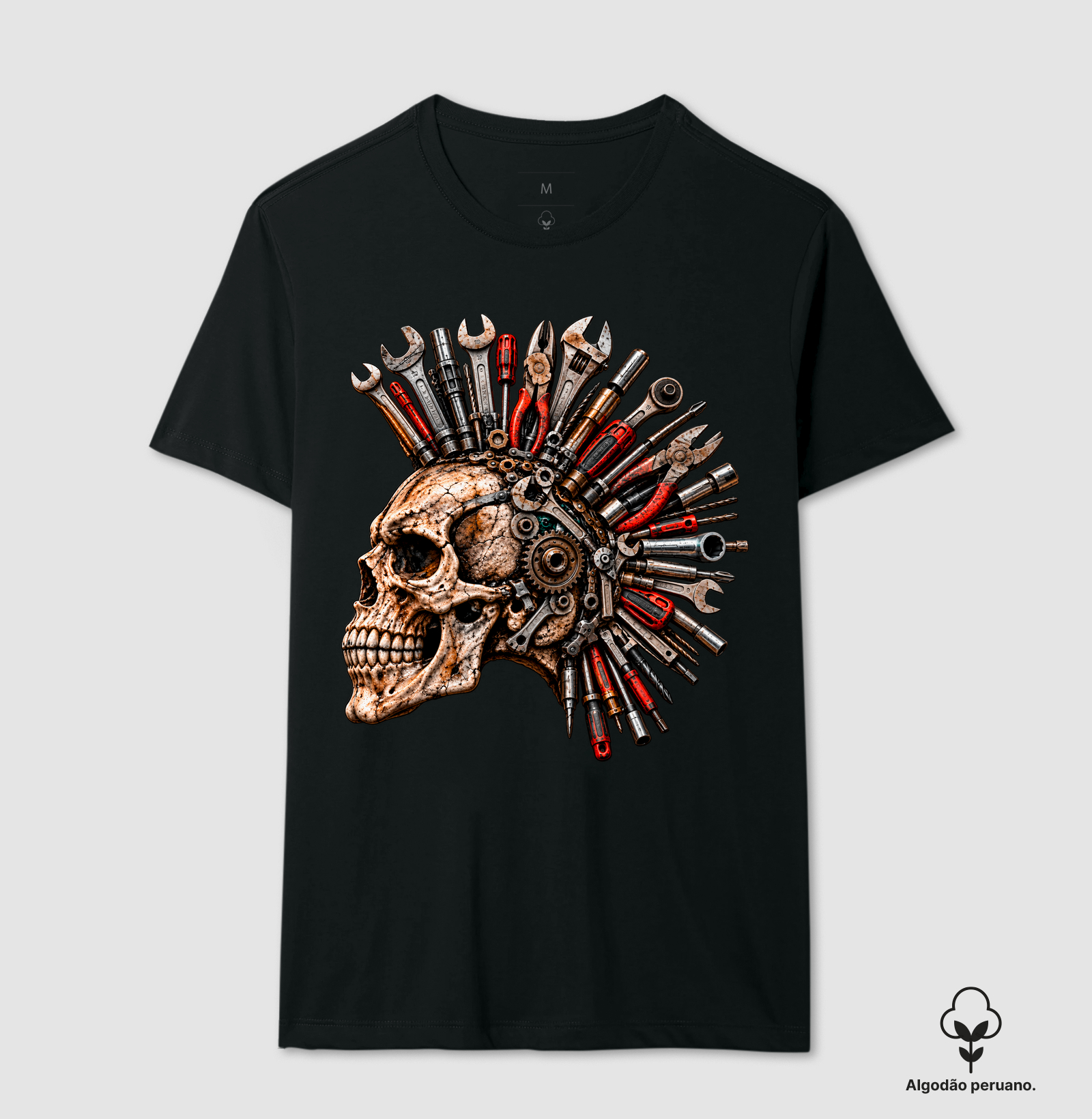 Skull Punk Tools - Camiseta Algodão Peruano
