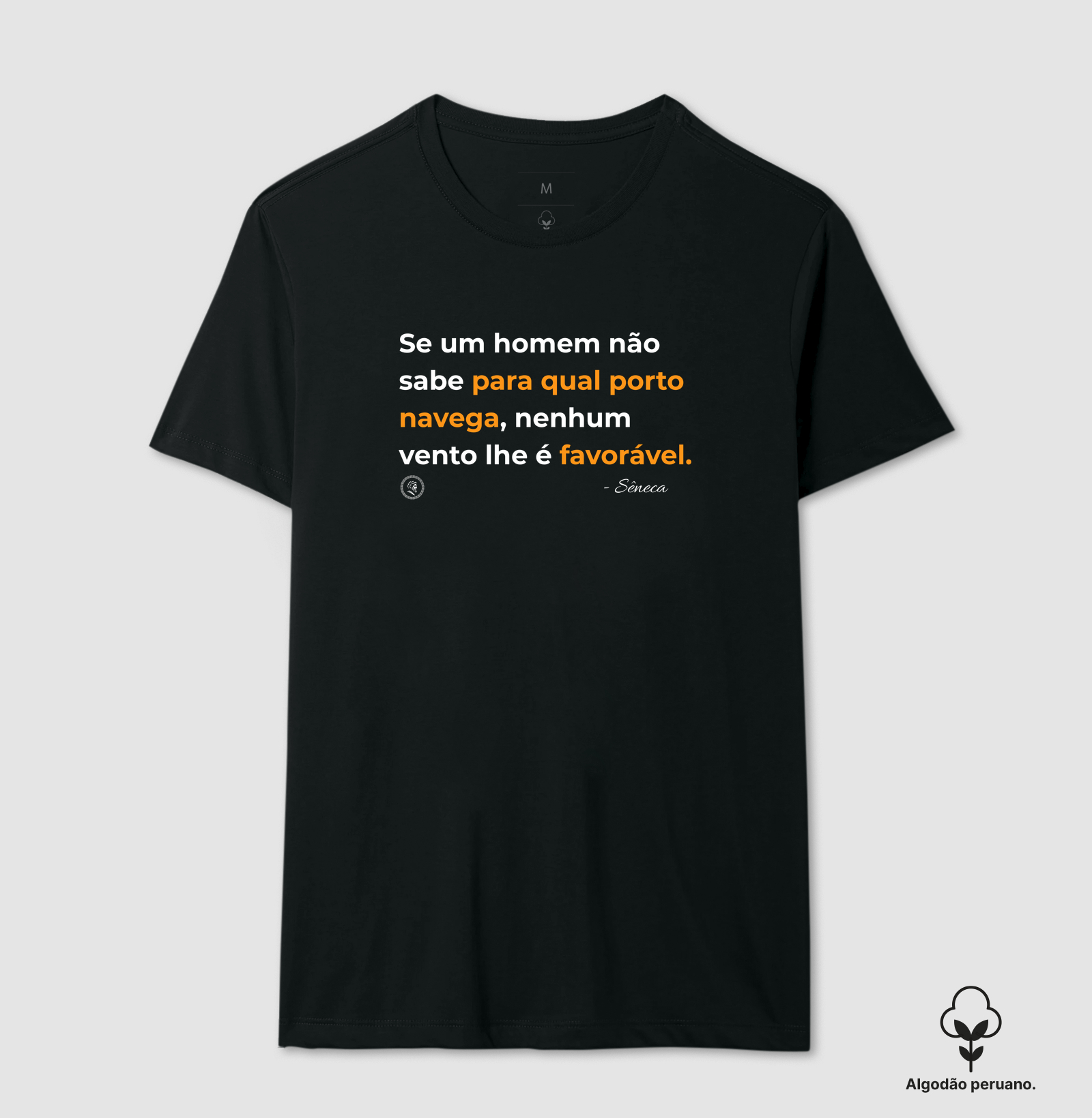 Estoicismo de Sêneca "Vento favorável" - Camiseta Algodão Peruano