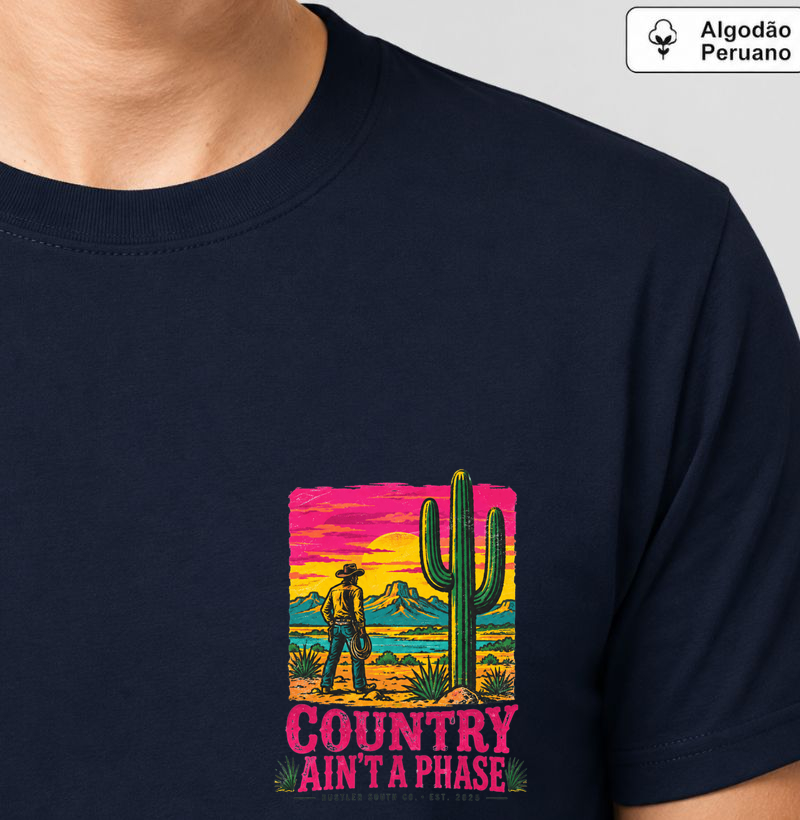 Camiseta Country Masculina Country Ain’t a Phase Dustler South Co. Algodão Peruano Premium