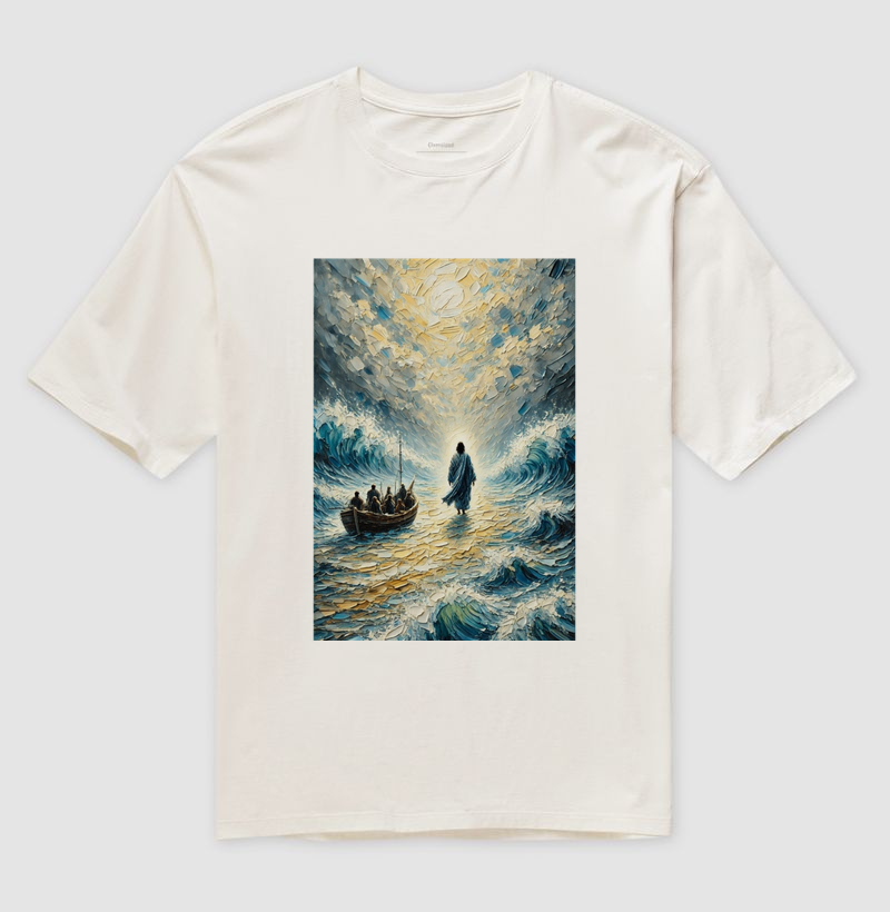 Oversized Jesus nas águas