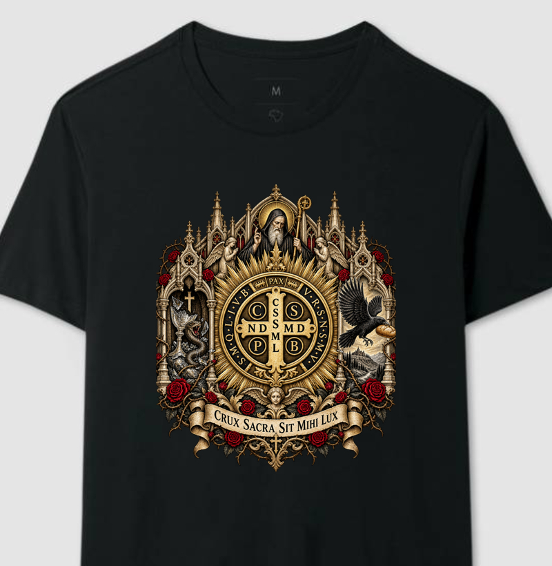 Medalha de São Bento — Altar Barroco - Camiseta
