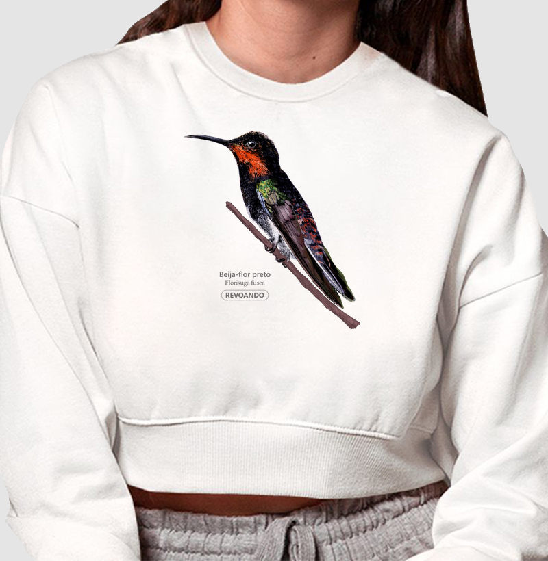 Aves do Brasil - Beija-flor-preto - Moletom Cropped