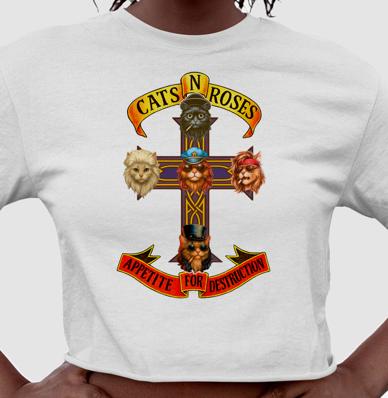 Cropped Fã de Guns N' Roses - Logo Estilizado Gatinhos