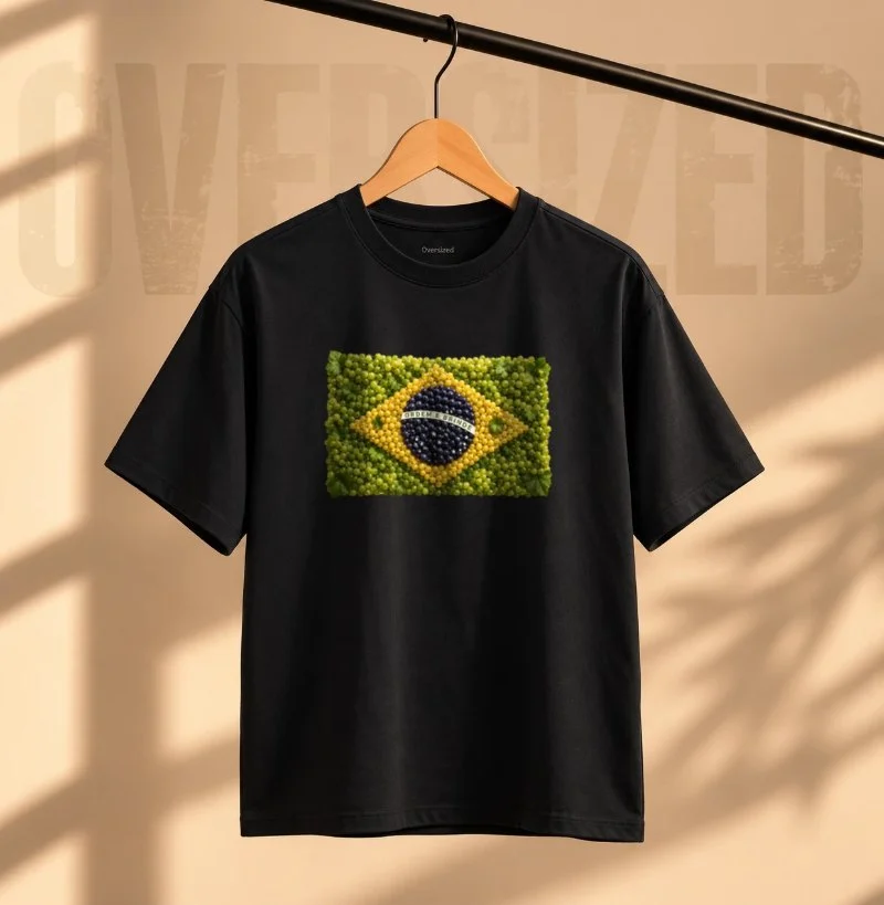 Camiseta Oversized Vinho - Brasil em Uvas - Camiseta Oversized