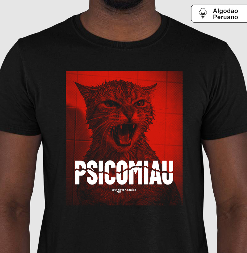 Psicomiau - Vermelho - Camiseta Algodão Peruano