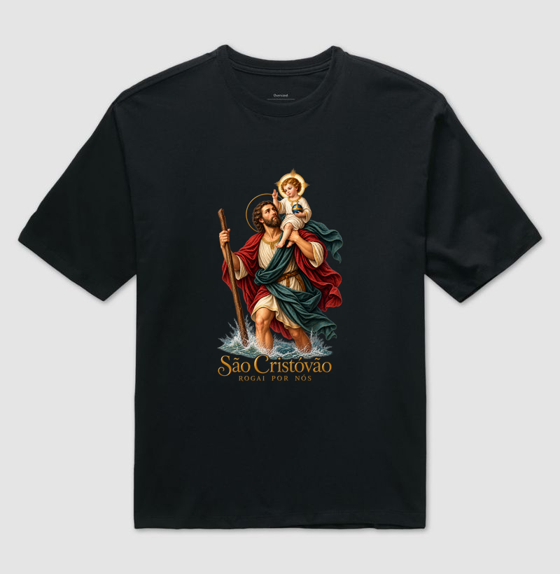 Camiseta Oversized São Cristóvão Rogai Por Nós