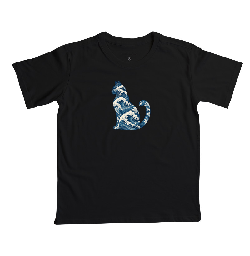 Gato em Ondas Japonesas - Camiseta Infantil