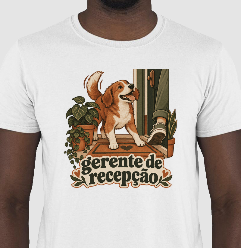 Camiseta Cachorro Recepção "gerente de recepção" | Pelo & Pano