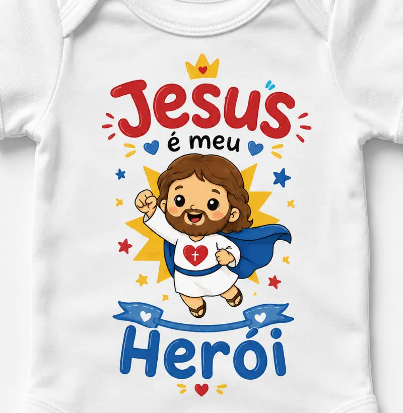 Body Bebê Cristão Jesus é Meu Herói