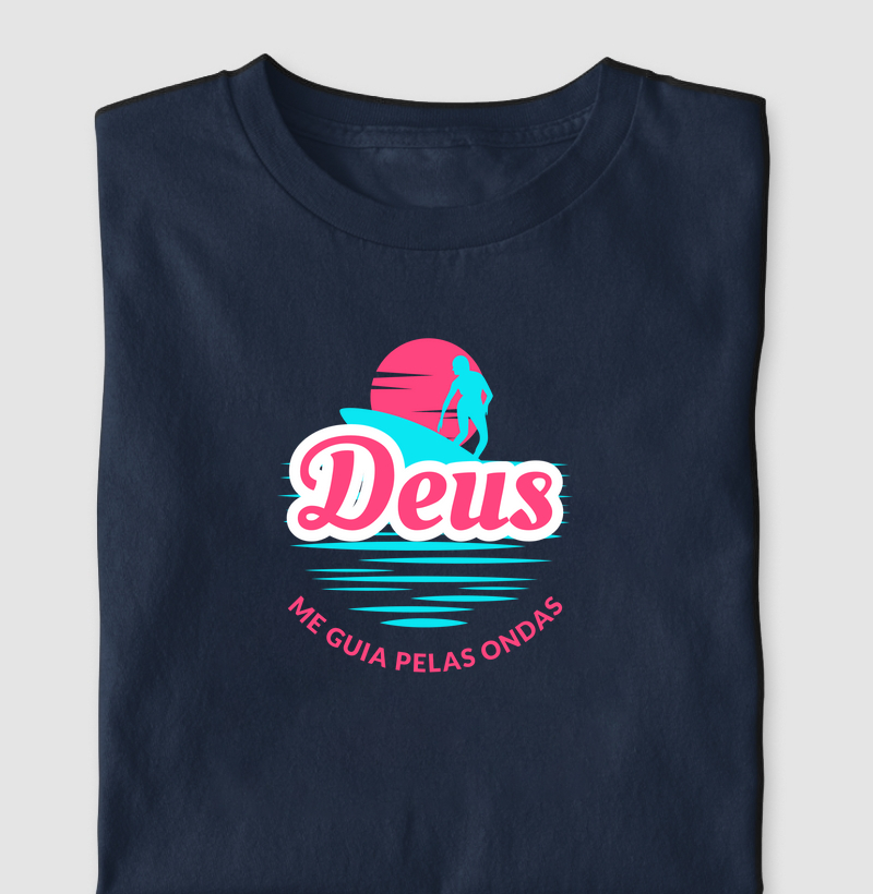Camiseta Cristã Surf Deus Me Guia pelas Ondas