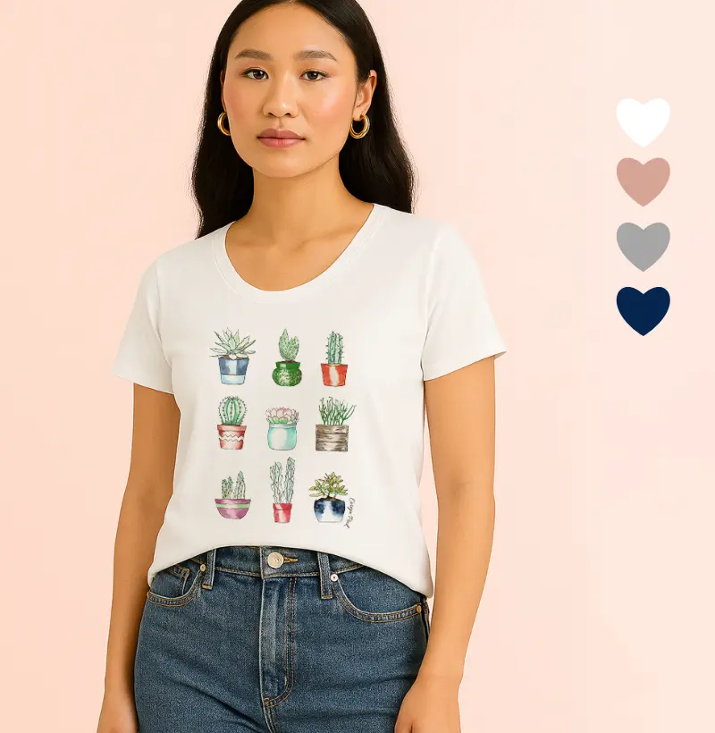 Camiseta Feminina Ilustrada Cactus
