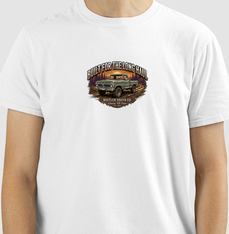 Camiseta Country Masculina Built For The Long Haul Rustler South Co.