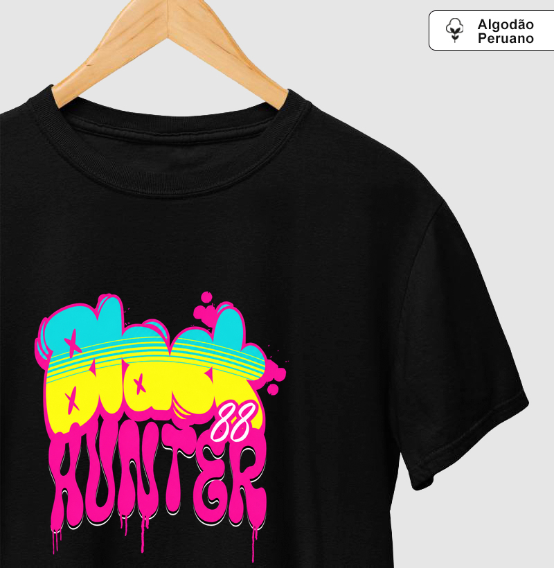 camiseta algodão peruano grafite black hunter