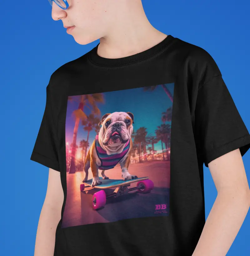 Camiseta Infantil Bulldog Ingles "Skate High III"