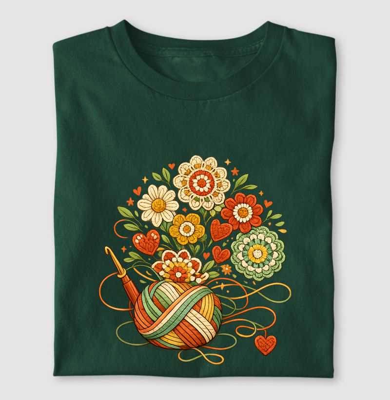 Camiseta Crochê Florido Divertida
