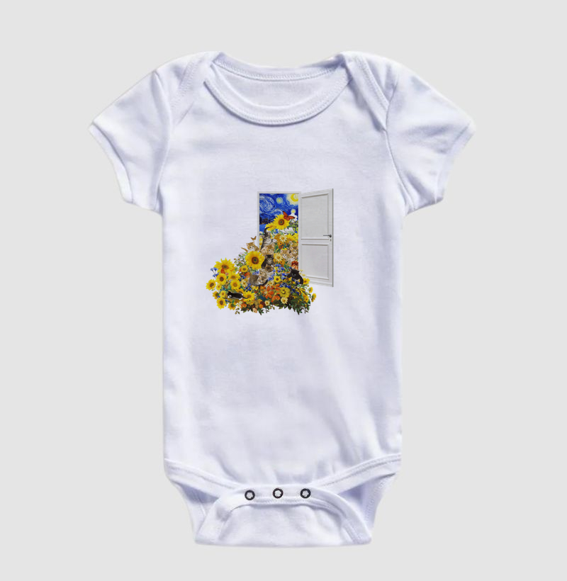 Portal noite estrelada com gatos e flores