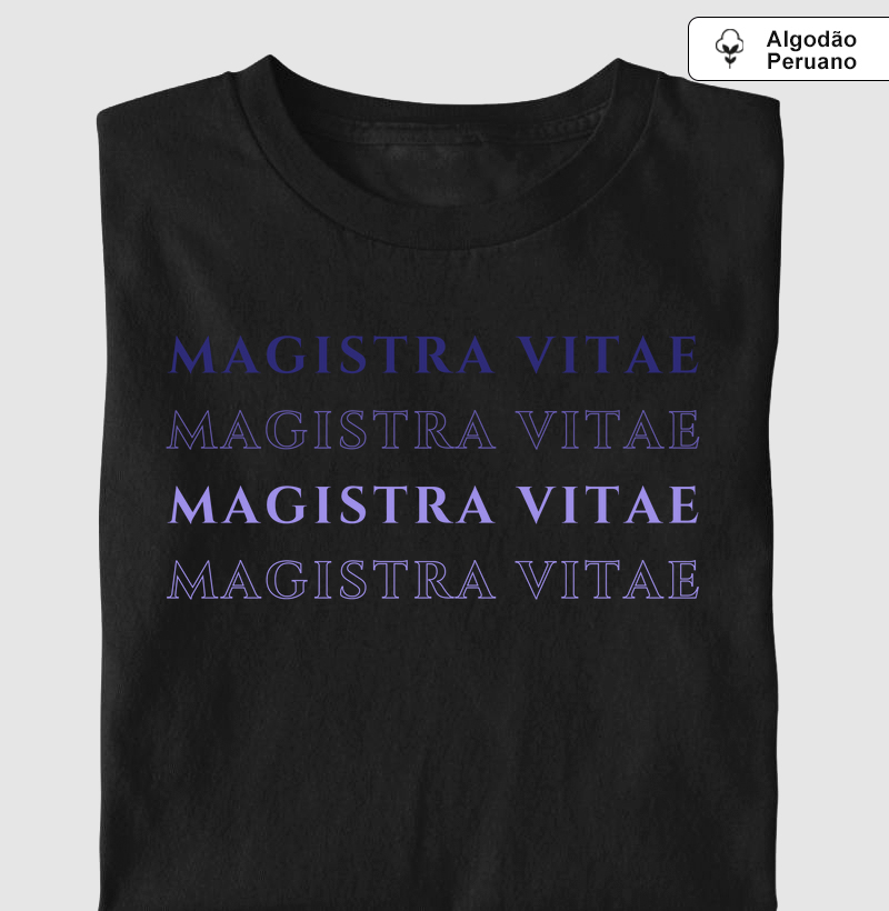 Camiseta Algodão Peruano Magistra Vitae: A História é Mestra da Vida - Camiseta Algodão Peruano