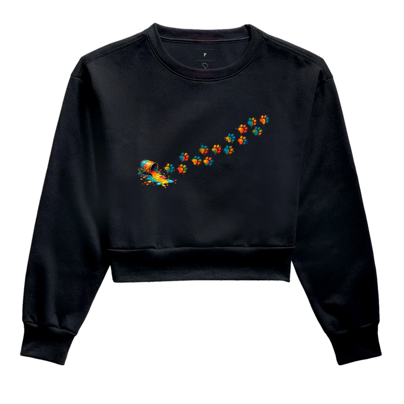Pegadas Com Tinta - Cropped Moletom