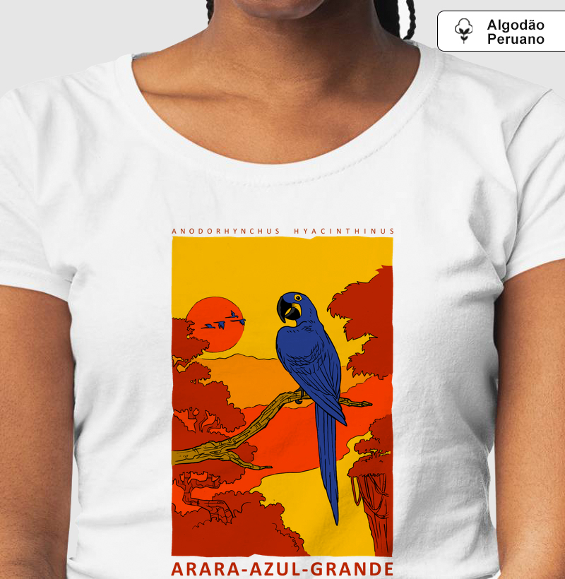 Arara-azul - Camiseta Algodão Peruano