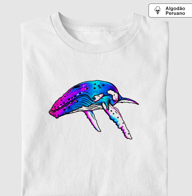 Neon Humpback Whale - Camiseta Algodão Peruano