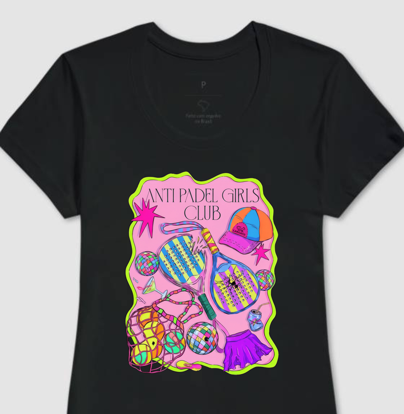 Camiseta Feminina Anti Padel Girls Club Rosa