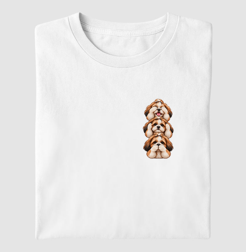 Ver, ouvir e falar versão Shih Tzu (minimal) - Camiseta