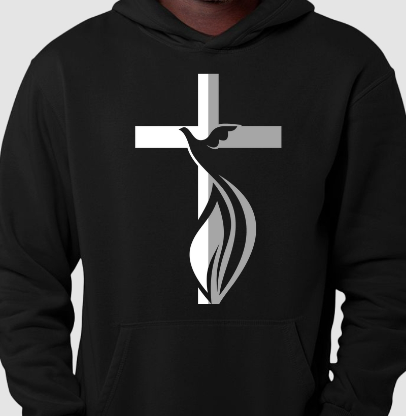 Moletom c/ capuz unisex - Cruz e Espírito Santo - Estampa Grande