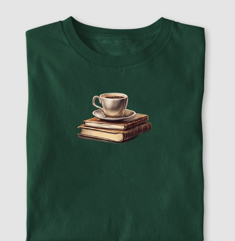 Camiseta Café e Livros Algodão Nacional