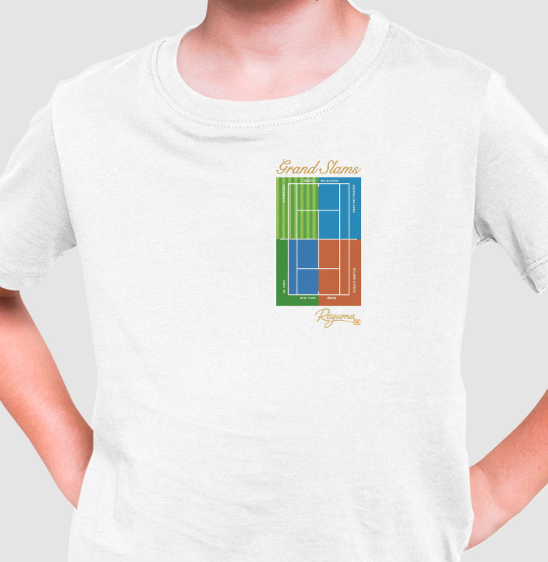 Camiseta Infantil, menino, menina, juvenil, Tennis “Grand Slams” - Algodão 100%