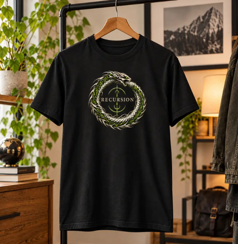 Recursion — Ouroboros Dev | Algoritmos, Programação e Tecnologia - Camiseta Algodão Peruano