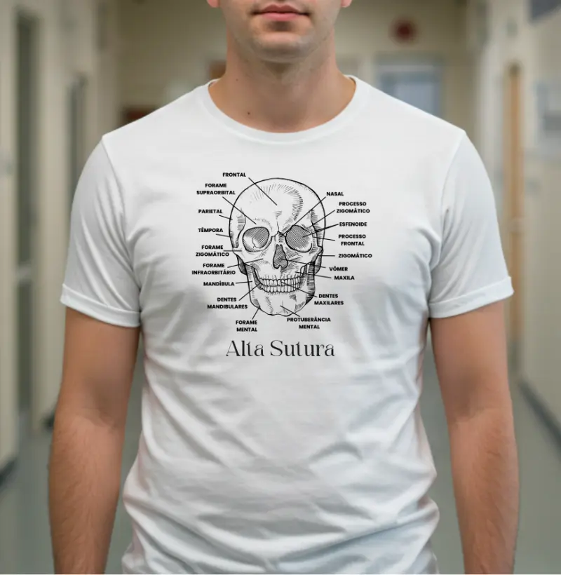 Camiseta Unissex 100% Algodão - Anatomia Crânio