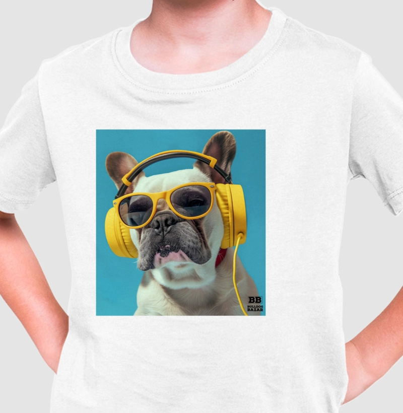 Camiseta Infantil Bulldog Frances "Headphones 3"