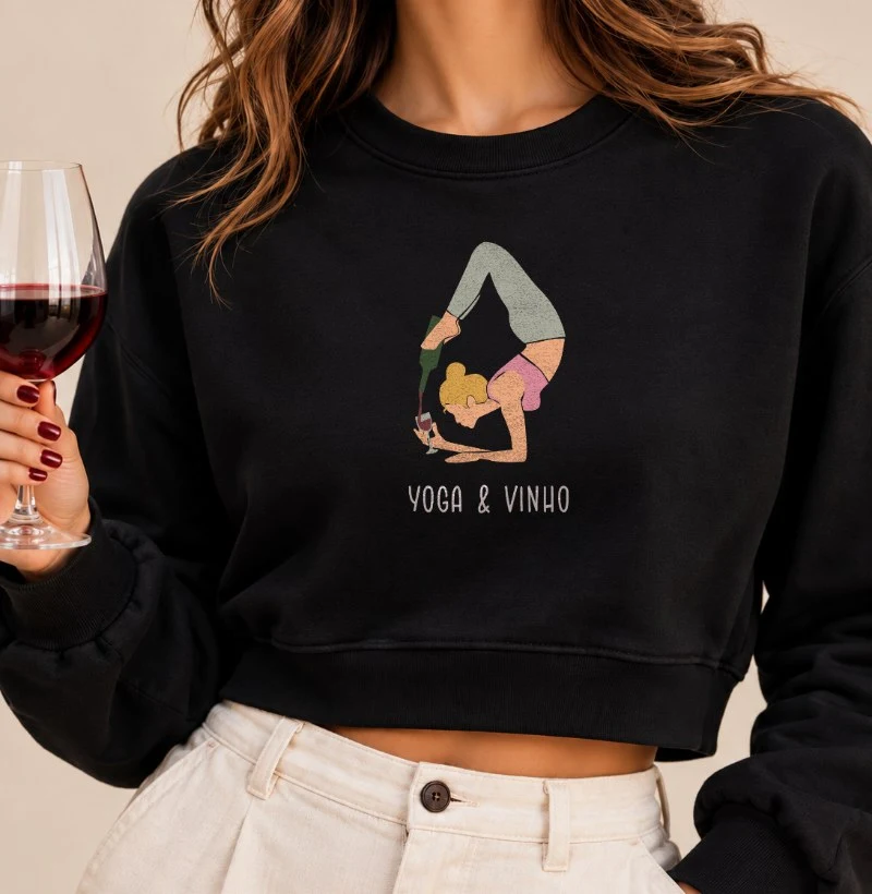 Moletom Cropped Yoga e Vinho - Cropped Moletom