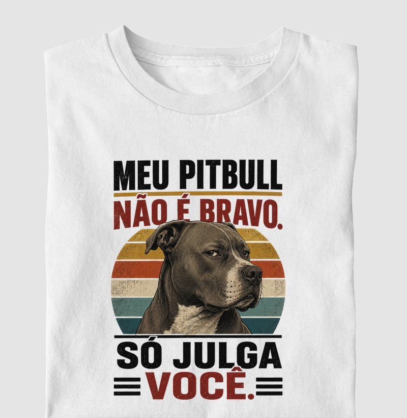 MEU PIT BULL NÃO É BRAVO. SÓ JULGA VOCÊ.