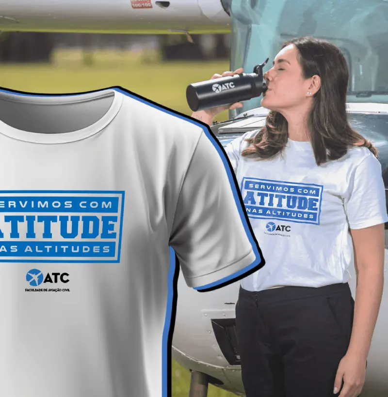 Camiseta "Servimos com atitude nas altitudes!" - Linha Pilotos ATC