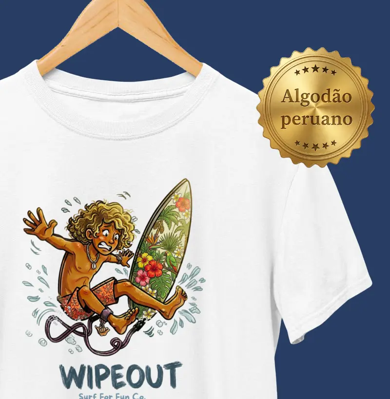 Estampa Exclusiva Surf "WIPEOUT" - Camiseta Masculina de Alta Qualidade | Surf For Fun Wear