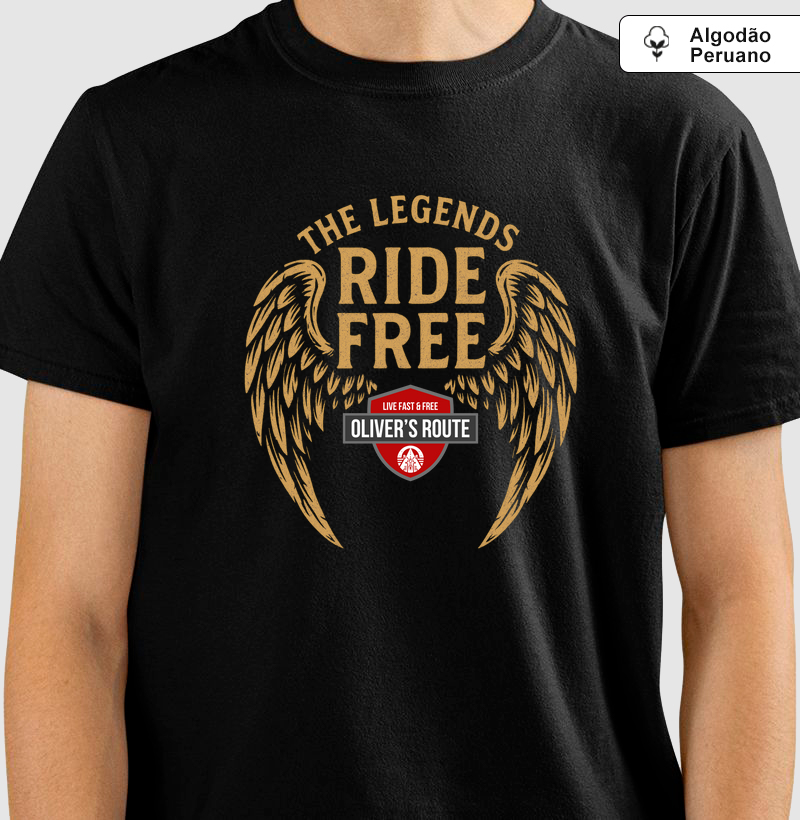 The Legends Ride Free (Bronze Version) - Camiseta Algodão Peruano