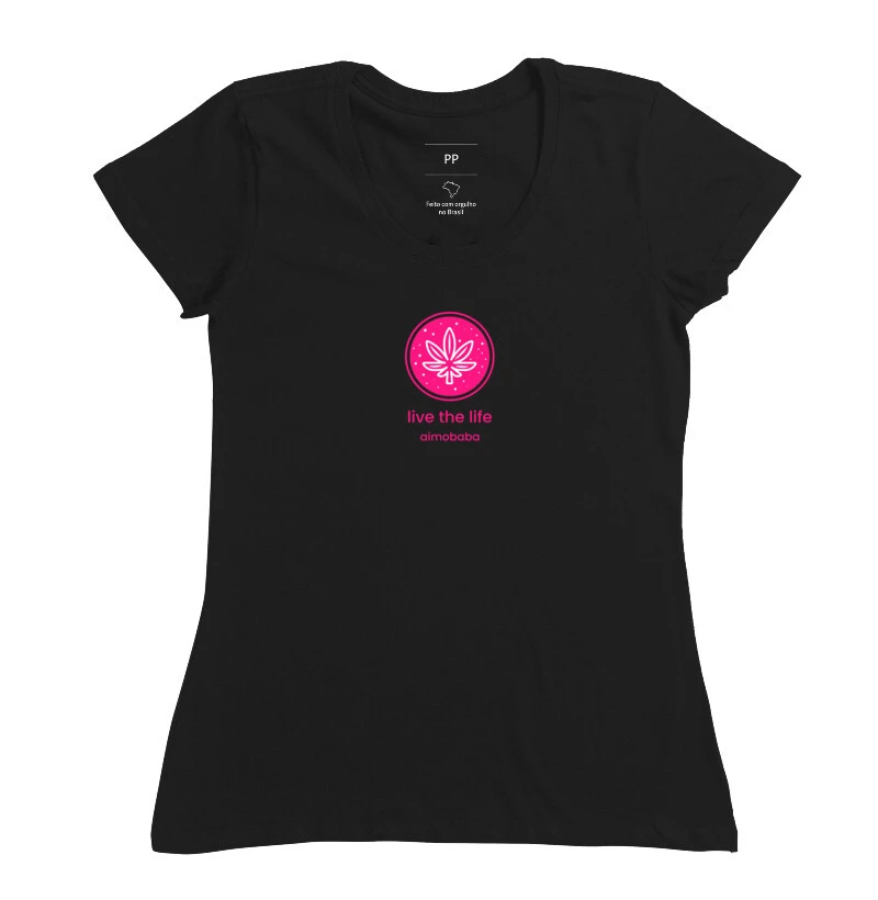 Camiseta Aimobaba Live the Life feminina preta