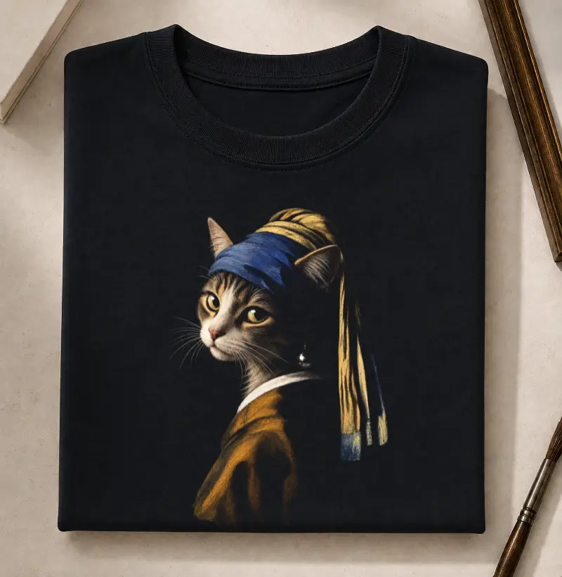 gata com brinco de pérola