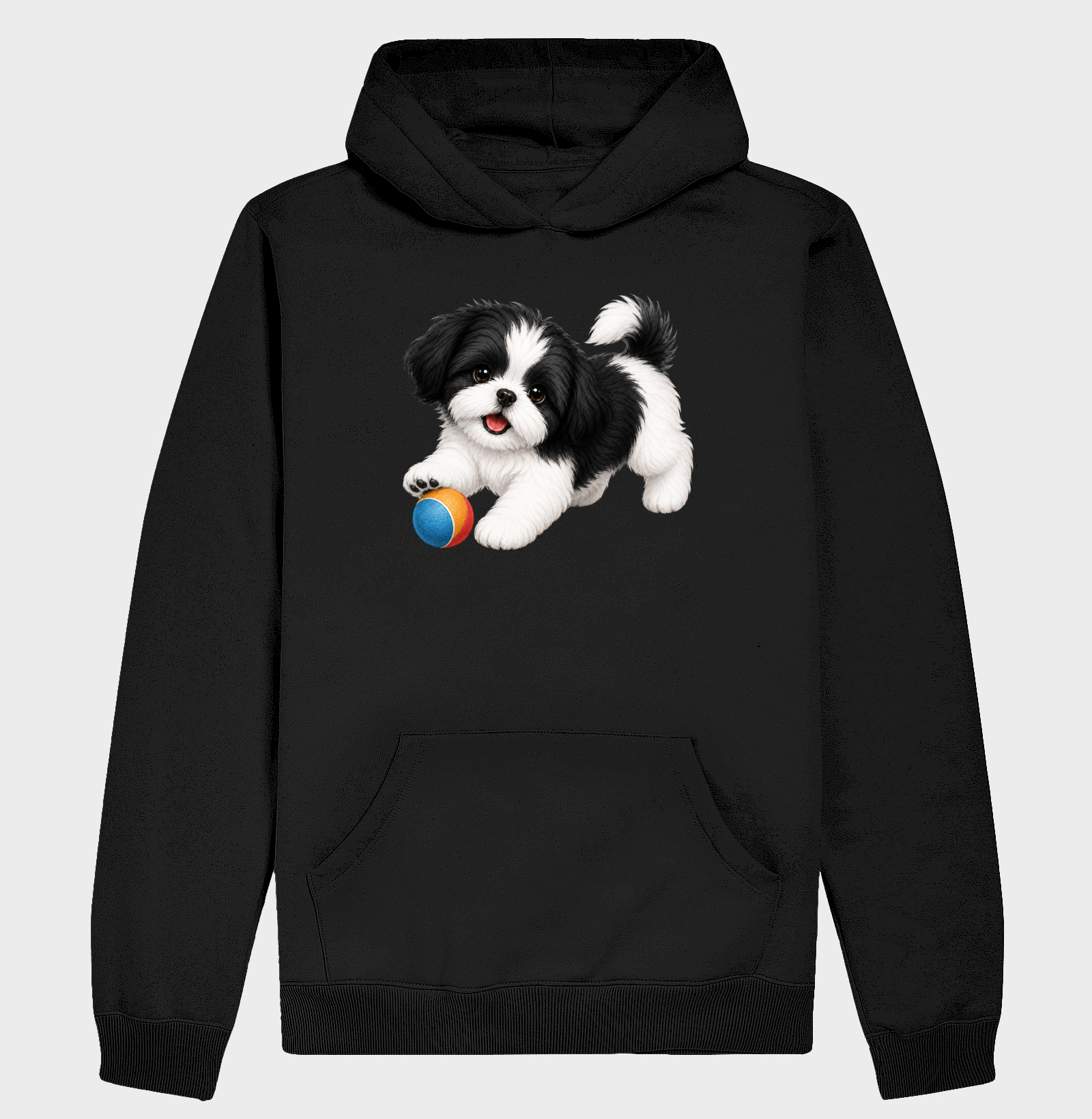Shih Tzu Preto - Desenho Animado - Hoodie Moletom